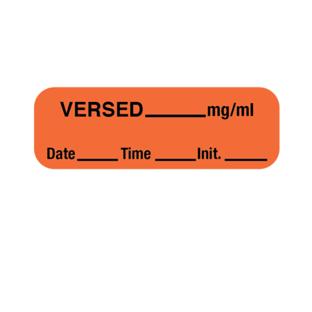 NEVS Label, Versed 1/2" x 1-1/2" Orange w/Black LANT-1242D